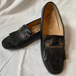 Tod's Black Leather Gommino Loafer 38.5
